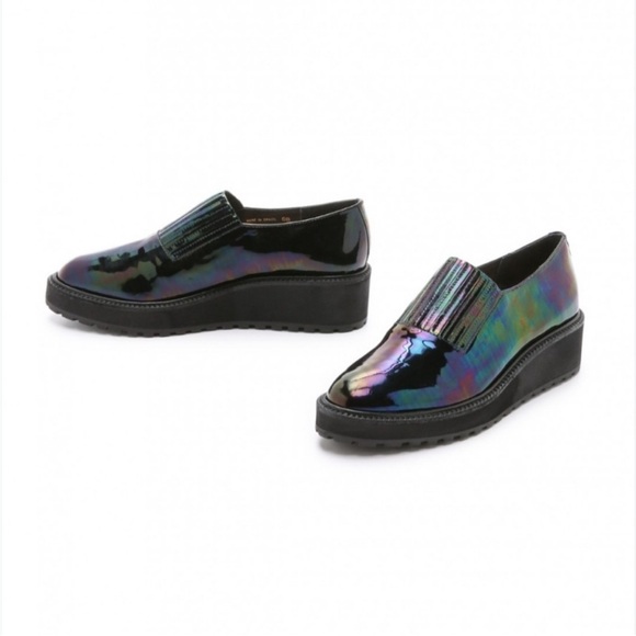 Loeffler Randall Ria Black Iridescent Leather Slip-On Loafer Sz 8 - Picture 2 of 11